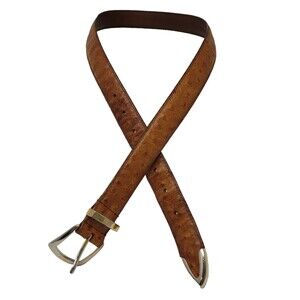Irvine Park Ostrich Print Italian Leather Belt Mens Medium Made In USA